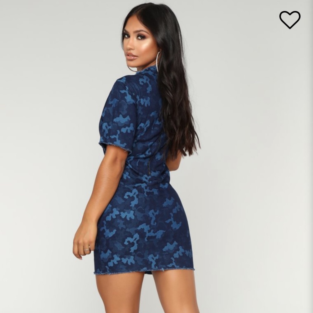 Fashion Nova Denim Camouflage Dress